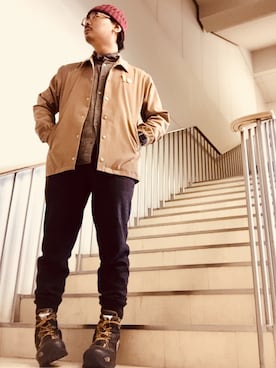 「アイテム（ハンカチ/ハンドタオル）」を使った、MAKOTO AI Kaminaさん（メンズ・171cm・40代）の秋コーディネート