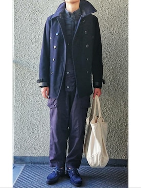 「アイテム（ダウンベスト）」を使った、micさん（メンズ・190cm）の冬コーディネート