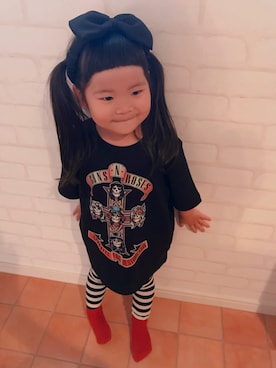 「devirock（デビロック）のアイテム（ヘアアクセサリー）」を使った、ni-naさん（キッズ・100cm）の春コーディネート