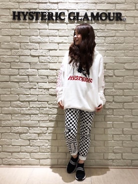 「HYSTERIC GLAMOUR（ヒステリックグラマー）のSTEREOLAB 総柄 ストレッチチノスキニーパンツ（チノパンツ）」を使った、SUZUKIさん（レディース・150cm）の秋コーディネート