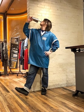 「HYSTERIC GLAMOUR（ヒステリックグラマー）のLOGO テープベルト（ベルト）」を使った、吉川修平さん（メンズ・175cm）の春コーディネート