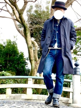 「アイテム（ステンカラーコート）」を使った、satozakkさん（メンズ・169cm・50代）の冬コーディネート