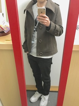 「アイテム（ピーコート）」を使った、D-chさん（メンズ・168cm）の春コーディネート