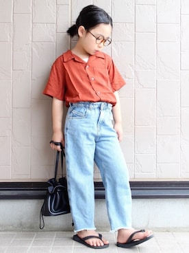 「devirock（デビロック）のアイテム（シャツ/ブラウス）」を使った、teiccoさん（キッズ・110cm）の夏コーディネート