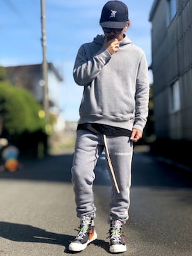 「アイテム（スウェットパンツ）」を使った、RUKA0111さん（メンズ・173cm・30代）の春コーディネート