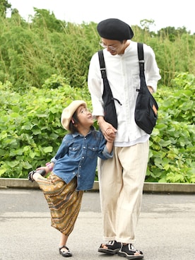 「UNIVERSAL OVERALL（ユニバーサルオーバーオール）のアイテム（ベスト）」を使った、ドンさんさん（メンズ・176cm）の夏コーディネート