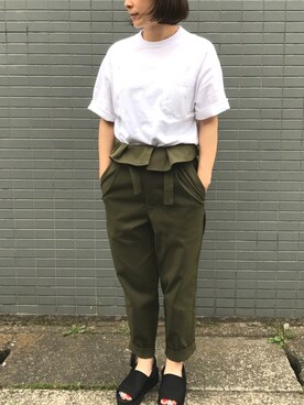 「ENFOLD（エンフォルド）のアイテム（サンダル）」を使った、HITOMIさん（レディース・154cm）の春コーディネート