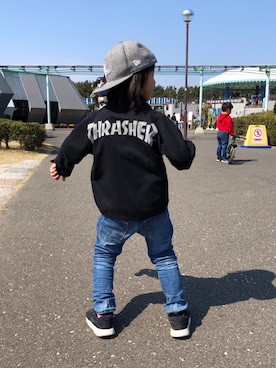 「アイテム（カバーオール）」を使った、megさん（キッズ・120cm）の秋コーディネート
