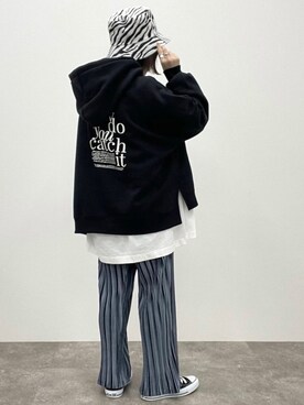 「apres jour mignon（アプレジュールミニョン）のアイテム（パーカー）」を使った、apresjour mignonさん（レディース・154cm）の冬コーディネート