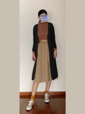 「アイテム（スカート）」を使った、顾安さん（レディース・185cm）の冬コーディネート