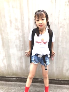 「アイテム（ベルト）」を使った、momo☺︎さん（キッズ・136cm）の冬コーディネート