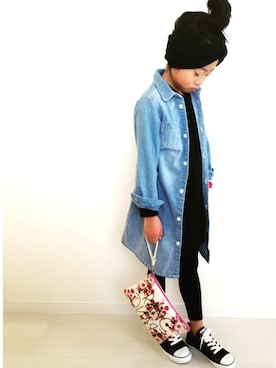 「アイテム（クラッチバッグ）」を使った、☺︎nene.さん（キッズ・120cm）の冬コーディネート