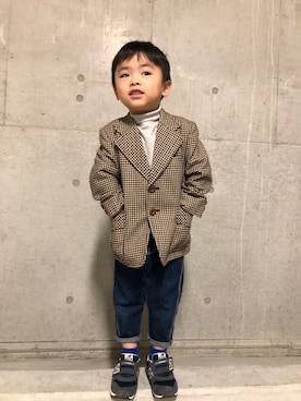「アイテム（スーツパンツ）」を使った、gngmamaさん（キッズ・100cm）の冬コーディネート