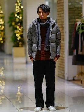 「EDIFICE（エディフィス）の【河田ダウン】T/W ストレッチグレンチェックダウンブルゾン（ダウンジャケット/コート、その他）」を使った、SHINOさん（メンズ・168cm）の冬コーディネート