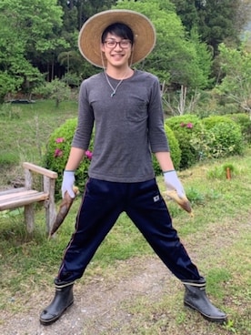 「アイテム（ファッション雑貨）」を使った、ぽこぽこさん（メンズ・150cm）の夏コーディネート
