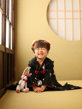 「アイテム（和装小物）」を使った、 Rey さん（キッズ・90cm）の冬コーディネート