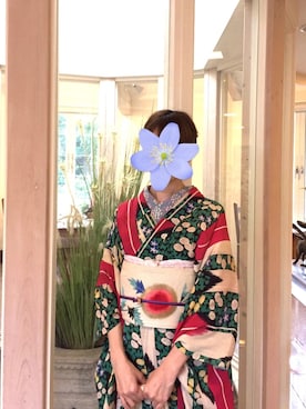 「VINTAGE（ヴィンテージ）のアイテム（浴衣、ピンク系）」を使った、スミレ630さん（レディース・166cm）の秋コーディネート