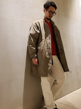 「SHIPS（シップス）のアイテム（モッズコート）」を使った、深尾さん（メンズ・177cm）の秋コーディネート