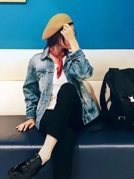 「OandI（オーアンドアイ）のアイテム（デニムジャケット）」を使った、911ERIKAさん（レディース・158cm）の秋コーディネート