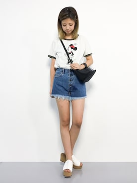 「OandI（オーアンドアイ）のアイテム（トップス）」を使った、もえぴーさん（レディース・156cm）の夏コーディネート