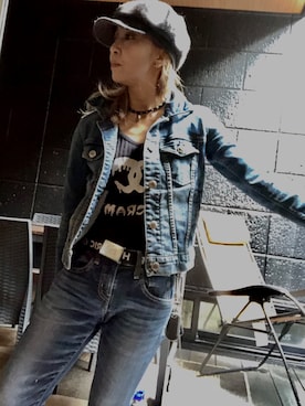 「HYSTERIC GLAMOUR（ヒステリックグラマー）のLOGO テープベルト（ベルト）」を使った、mt1874さん（レディース・150cm）の秋コーディネート