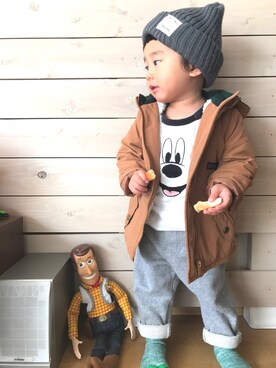 「Birthday（バースデイ）のアイテム（ダウンジャケット/コート）」を使った、ＹＵＫＡさん（キッズ・80cm）の冬コーディネート
