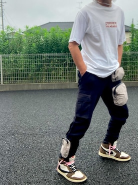 「NIKE（ナイキ）のアイテム（スウェットパンツ）」を使った、♭5さん（メンズ・50cm）の夏コーディネート