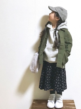 「アイテム（パーカー）」を使った、hanamenさん（キッズ・100cm）の秋コーディネート