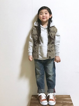 「アイテム（パーカー）」を使った、hanamenさん（キッズ・100cm）の冬コーディネート