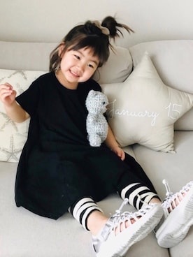 「アイテム（クッション/クッションカバー）」を使った、Nico◡̈♥︎さん（キッズ・90cm）の春コーディネート