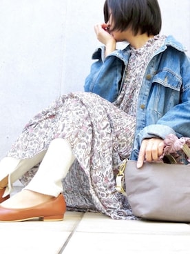 「CANAL JEAN（キャナルジーン）のアイテム（デニムジャケット）」を使った、なな☺︎さん（レディース・155cm）の春コーディネート