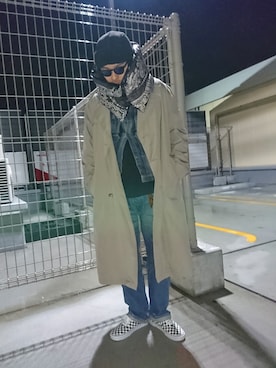 「アイテム（トレンチコート）」を使った、にいるさん（メンズ・178cm）の冬コーディネート
