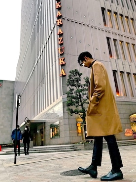 「MARNI（マルニ）のアイテム（Overcoat、ベージュ系）」を使った、integuralさん（メンズ・190cm）の春コーディネート