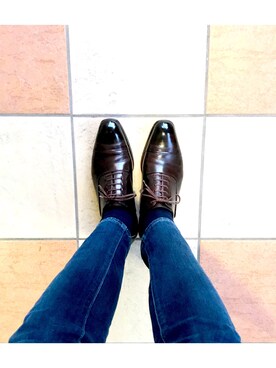 「CARMINA（カルミナ）のアイテム（Dress shoes、ブラウン系）」を使った、integuralさん（メンズ・190cm）の春コーディネート