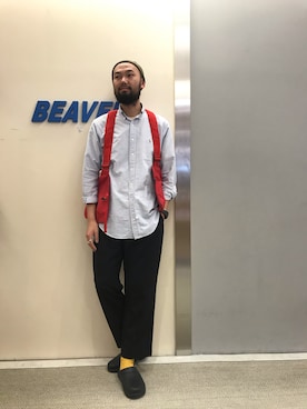 「アイテム（ベスト）」を使った、すずき ともたかさん（メンズ・183cm・30代）の春コーディネート