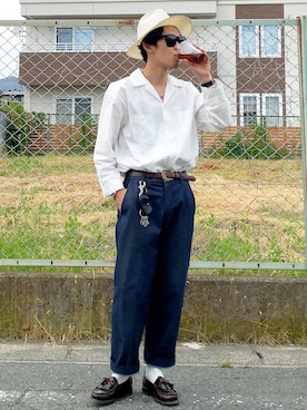「アイテム（ポーチ）」を使った、TogAさん（メンズ・165cm）の夏コーディネート