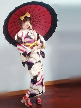 「no brand（ノーブランド）のアイテム（長傘）」を使った、步同さん（レディース・162cm）の秋コーディネート