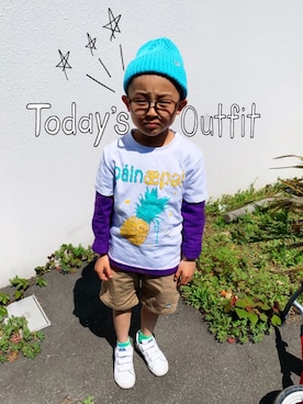 「アイテム（帽子）」を使った、tyler♡さん（キッズ・110cm）の春コーディネート