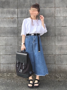 「アイテム（パスポートケース）」を使った、fuwa.さん（レディース・152cm）の夏コーディネート