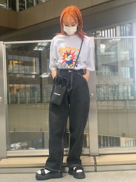 「WHITELAND（ホワイトランド）のアイテム（トートバッグ）」を使った、yukaiwamotoさん（レディース・161cm）の夏コーディネート