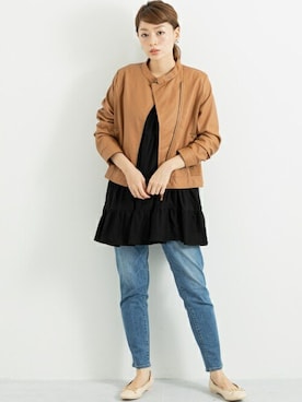 「URBAN RESEARCH Sonny Label（アーバンリサーチサニーレーベル）のアイテム（ライダースジャケット）」を使った、ympsanさん（レディース・164cm）の夏コーディネート