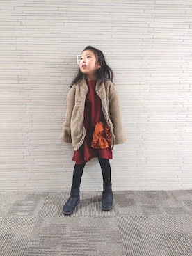 「CIAOPANIC TYPY（チャオパニックティピー）のアイテム（ブルゾン）」を使った、Riha:>さん（キッズ・110cm）の冬コーディネート