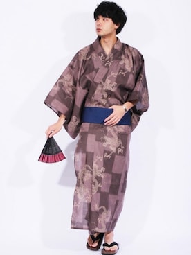 「アイテム（和装小物）」を使った、8(eight)さん（メンズ・175cm）の夏コーディネート