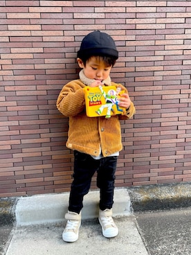 「GU（ジーユー）のアイテム（財布/小物）」を使った、はる坊さん（キッズ・90cm）の冬コーディネート
