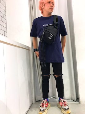 「WHITELAND（ホワイトランド）のアイテム（トップス）」を使った、柏木　翔真さん（メンズ・165cm）の夏コーディネート