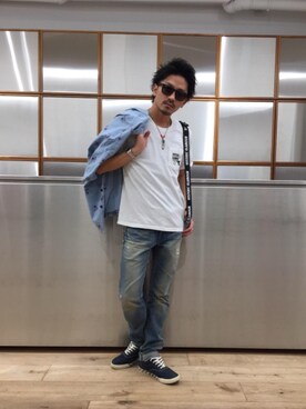 「HYSTERIC GLAMOUR（ヒステリックグラマー）のアイテム（トラベルグッズ）」を使った、京都くんさん（メンズ・172cm）の夏コーディネート