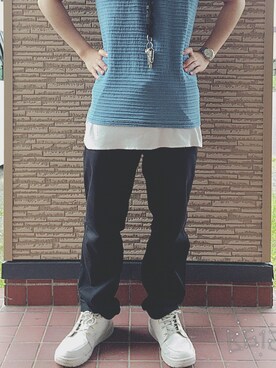 「NIKE（ナイキ）のランヤード 733349 （ネックレス）」を使った、-ryochin-さん（メンズ・170cm）の夏コーディネート
