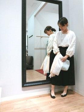 「actuel（アクチュエル）の二重織リボン付パンツ（その他パンツ、ブラック系）」を使った、NaNaさん（レディース・149cm）の春コーディネート