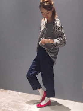 「AMERICAN HOLIC（アメリカンホリック）のショルダーギャザースキッパーブラウス（シャツ/ブラウス、その他）」を使った、YUKIさん（レディース・161cm）の春コーディネート