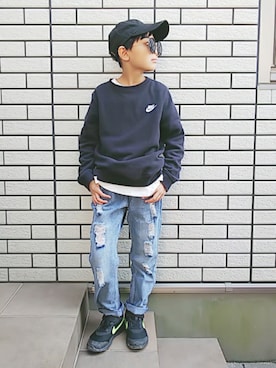 「NIKE（ナイキ）のアイテム（スウェット）」を使った、きゃなこさん（キッズ・130cm）の春コーディネート